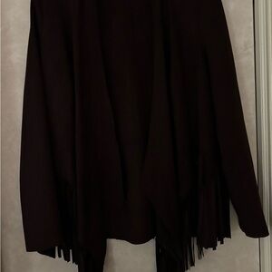 Worn once. CHOCOLATE BROWN Faux suede with fringe bottom